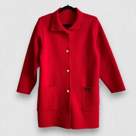 Le Minor Wool Breton Sailor Blazer Coat Red Straight Cut Pockets Medium - Picture 5 of 9